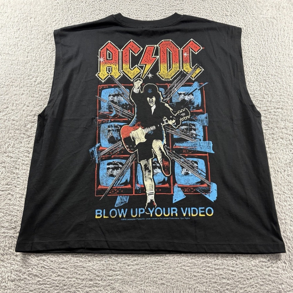 ACDC Graphic Tee Cut Off Tank Top Muscle Shirt Mens XL Asos Designs Band Modern